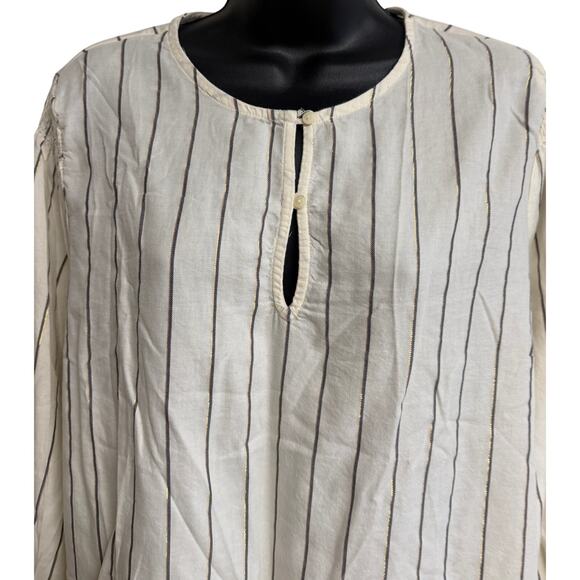 Old Navy Women Top Blouse Size XL Extra Large Ivory Stripe Long Sleeve NWT New - Picture 2 of 9